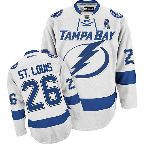 Discount and high quality Tampa Bay Lightning 26 Martin St. Louis White NHL Hockey Jersey